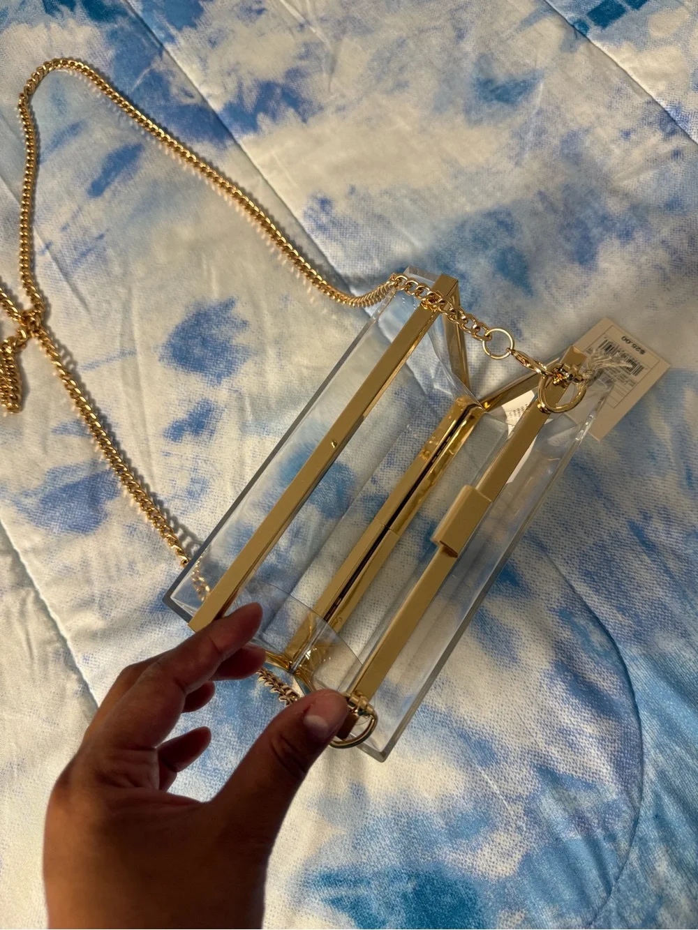 a new day Gold Clear Crossbody Phone Case with Chain Strap